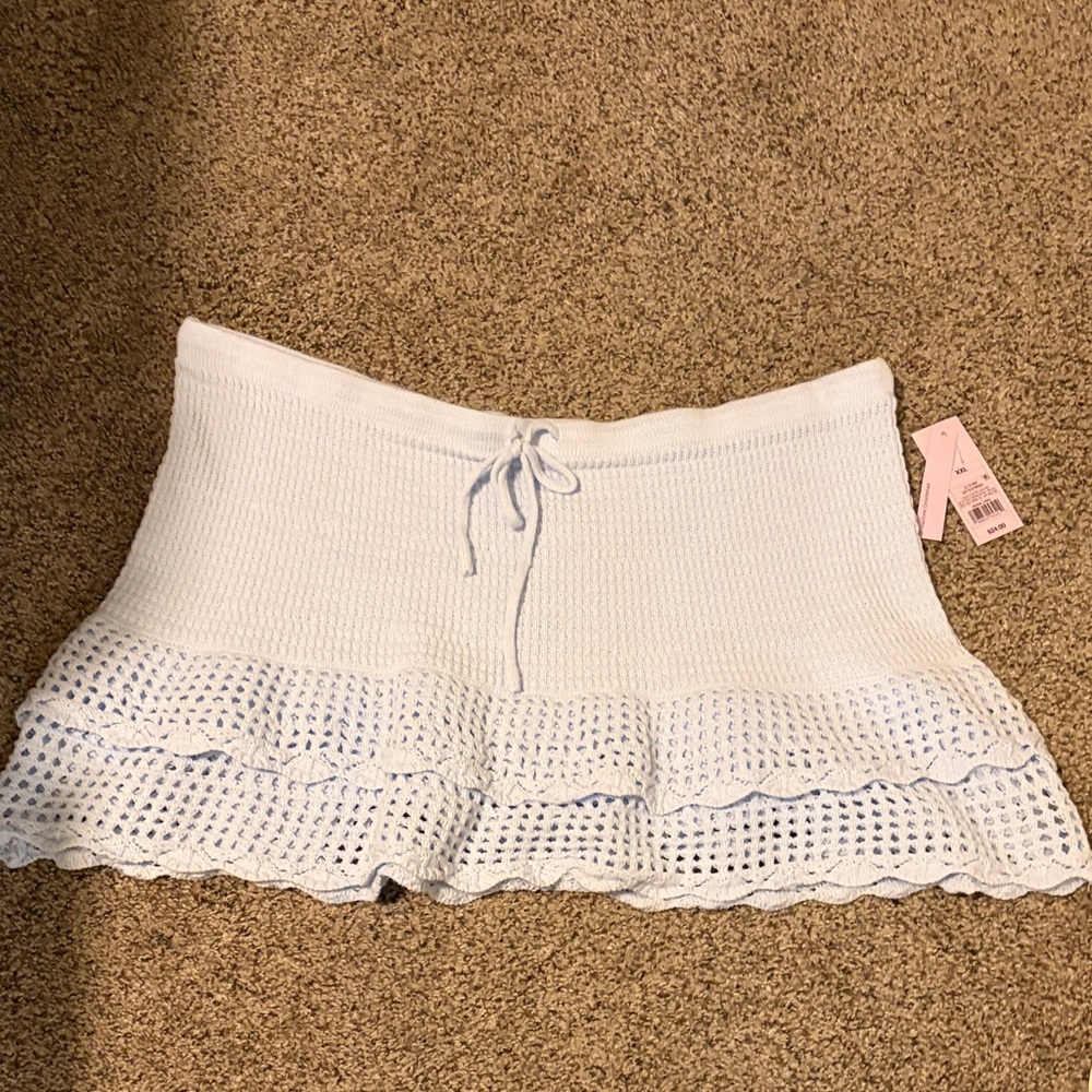 Wild Fable Light Blue Crochet Mini Skirt